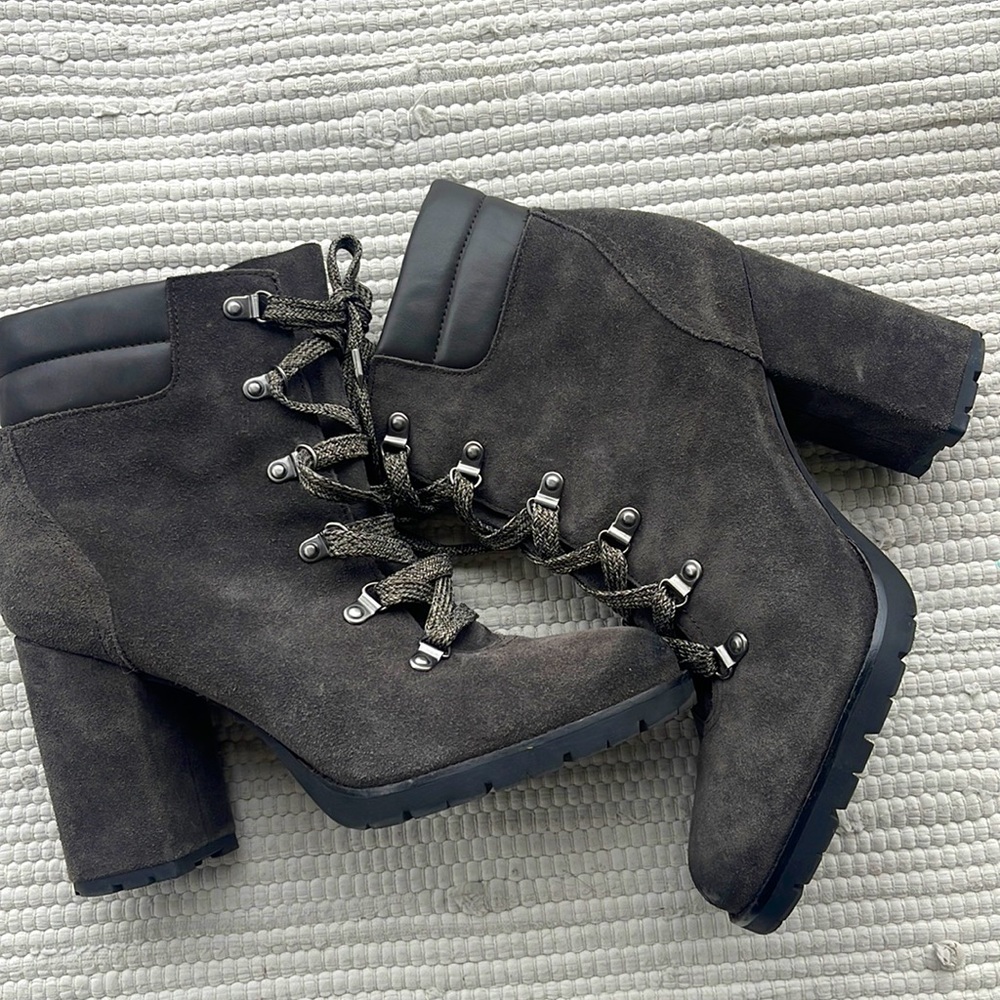 SAM EDELMAN Size 10.5 Gray Suede Carolena Ankle Hiker Boot Orig $200